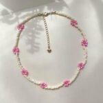 Pink Daisy Necklace